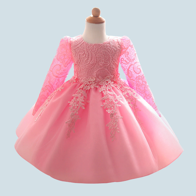 Autumn and winter new baby dress, hundred days of age lace wedding dress, baby wash dress, Princess Dress