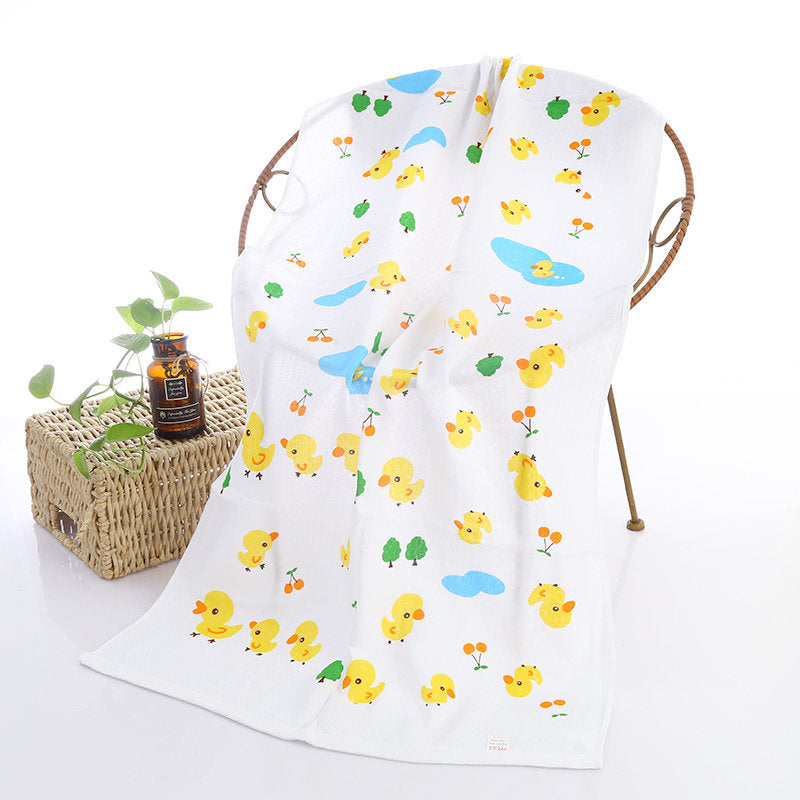 Double-layer Gauze Cartoon Print Baby Bath Towel