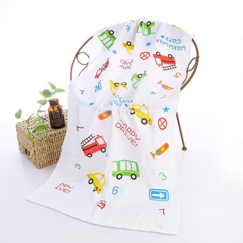 Double-layer Gauze Cartoon Print Baby Bath Towel