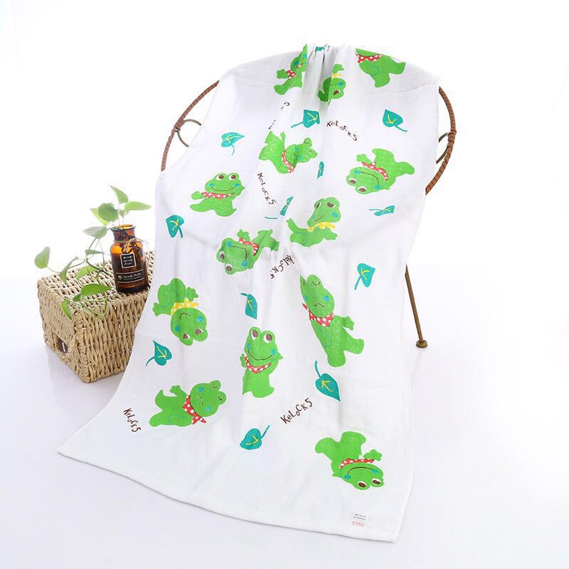 Double-layer Gauze Cartoon Print Baby Bath Towel