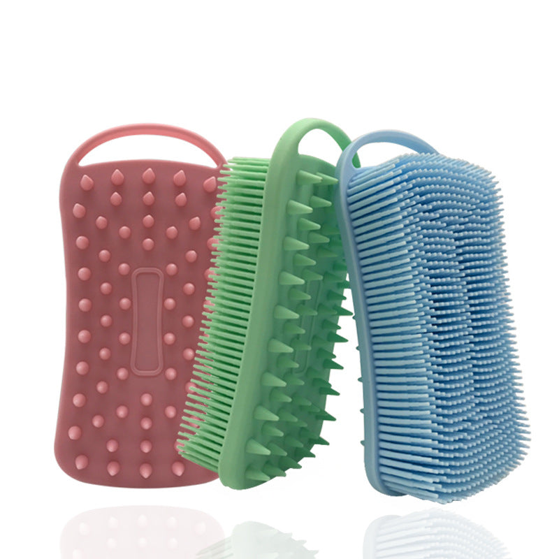 Hook Type Silicone Shampoo And Bath Brush Baby Massage Tactile Brush Silicone Bath And Shower Brush