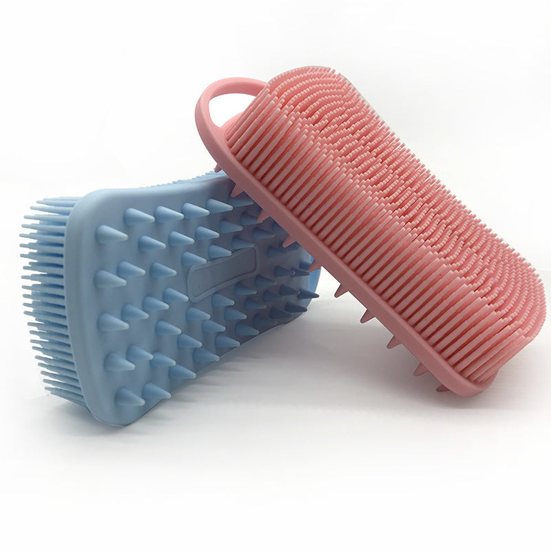 Hook Type Silicone Shampoo And Bath Brush Baby Massage Tactile Brush Silicone Bath And Shower Brush