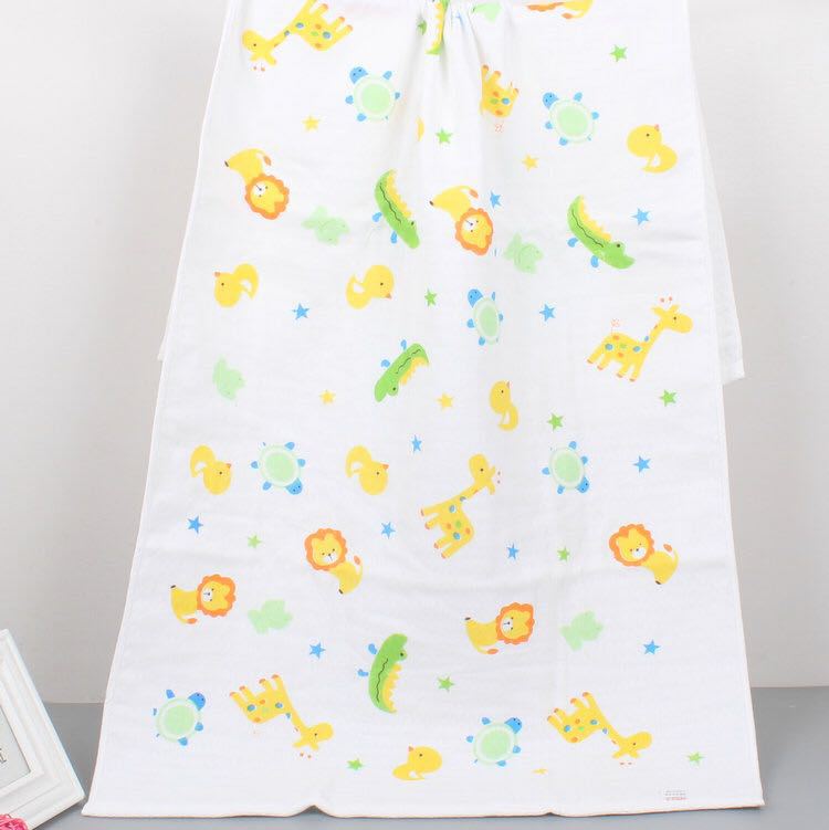 Double-layer Gauze Cartoon Print Baby Bath Towel