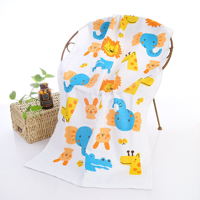 Double-layer Gauze Cartoon Print Baby Bath Towel