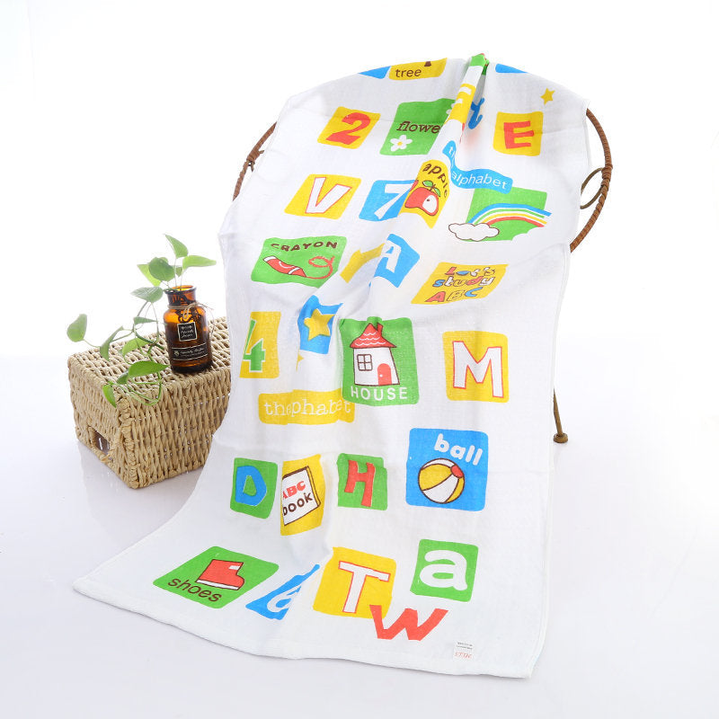 Double-layer Gauze Cartoon Print Baby Bath Towel